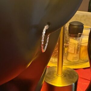 Diamond cut Silver Hoop Earrings